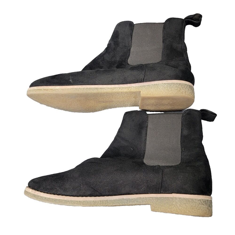 Comfortview Nyla Boots Womens 9M Black Suede Chelsea Ankle Boots Booties Almond